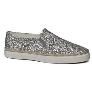 Jack Rogers Tucker Silver Glitter Bridal Sneakers Women's Slip On Sz 8.5 Sparkly